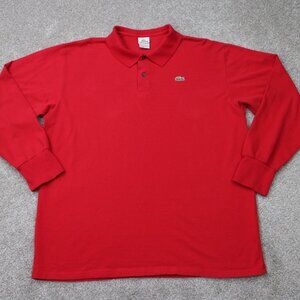 Lacoste Polo Shirt Mens 10 / US 1XG, 5XL Red 100% Cotton Long Sleeve Pullover